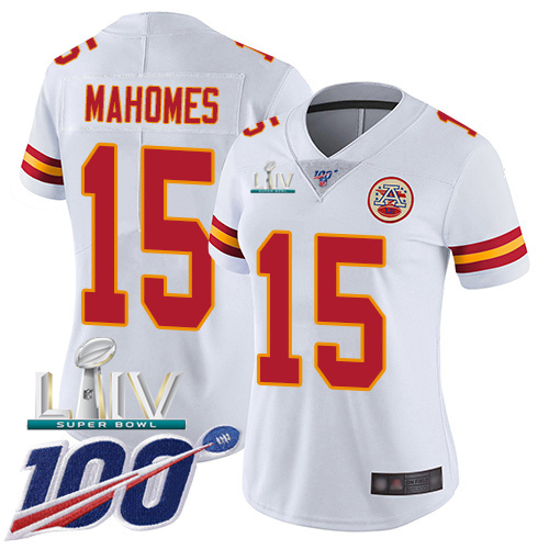 Kansas City Chiefs Nike 15 Patrick Mahomes White Super Bowl LIV 2020 Women Stitched NFL 100th Season Vapor Untouchable Limited Jersey